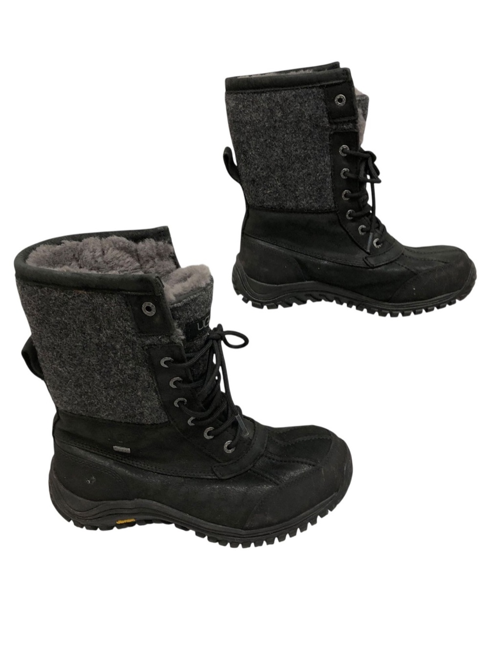 Ugg Women's Adirondack II Wool Black Lace Up Fur Lined Snow Boots Size 9